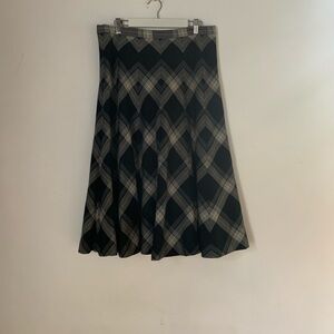 Vintage Wool plaid midi skirt